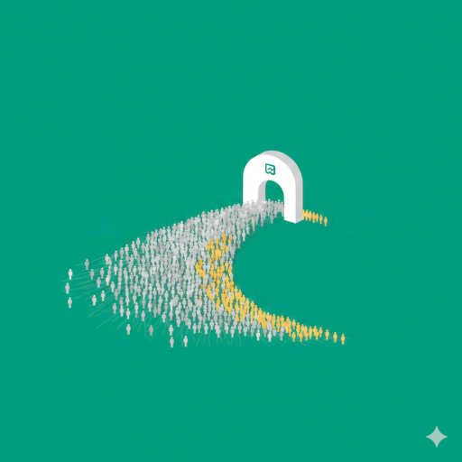 simple graphic showing lots of traffic to a website, with few converting